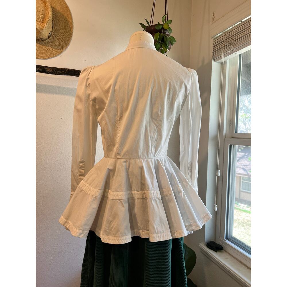 Alexander Mcqueen Italy Made White Button Down Peplum Shirt Size XS/Small - Picture 8 of 13